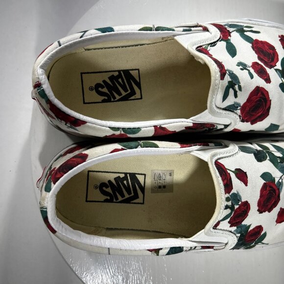 Vans Classic Rose Print Womens Size 8 White Casual Shoes Sneaker Slip USED TWICE - Picture 9 of 12